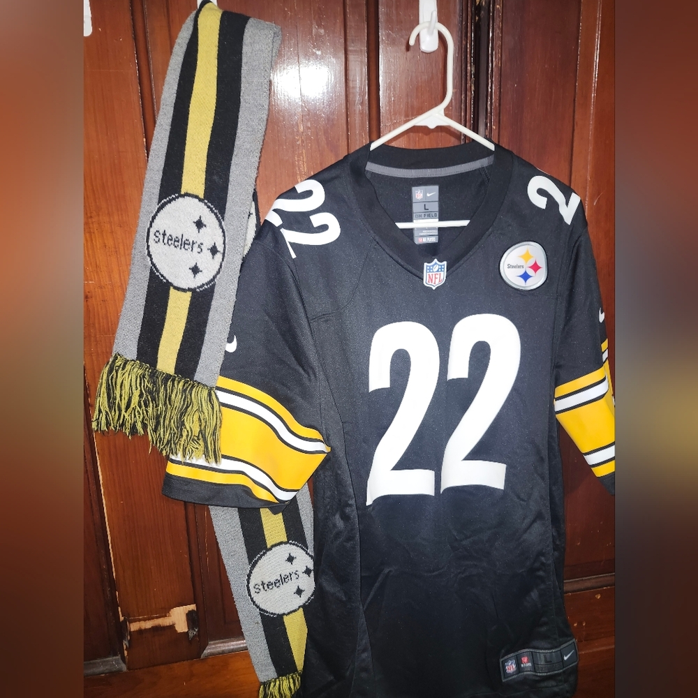 Brand New Pittsburg Steelers NFL Black and Yellow On-Field Jersey Scarf Set